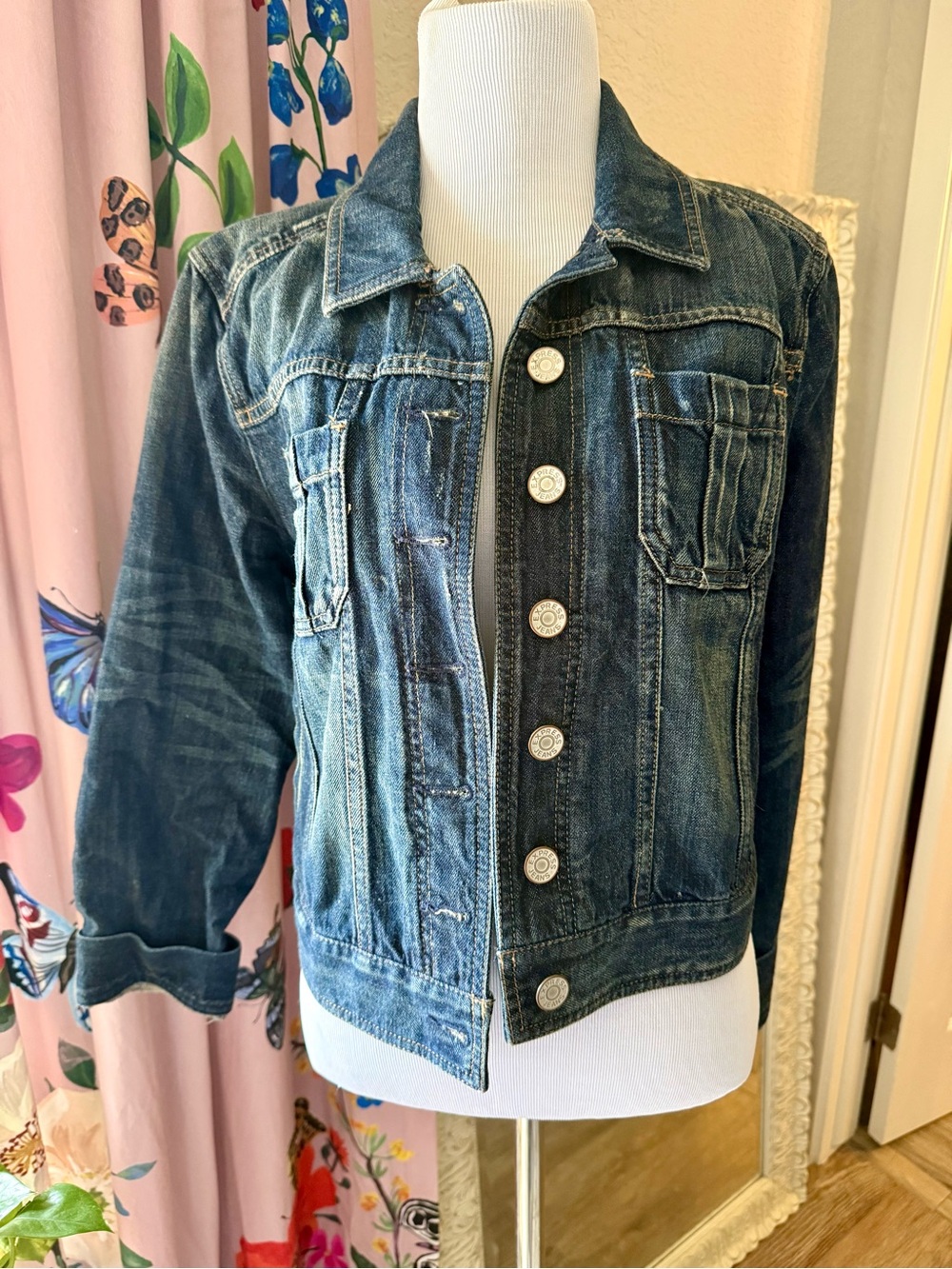 Express Denim Jacket – Size Medium | Classic Blue Wash | Y2K/2010s Style
